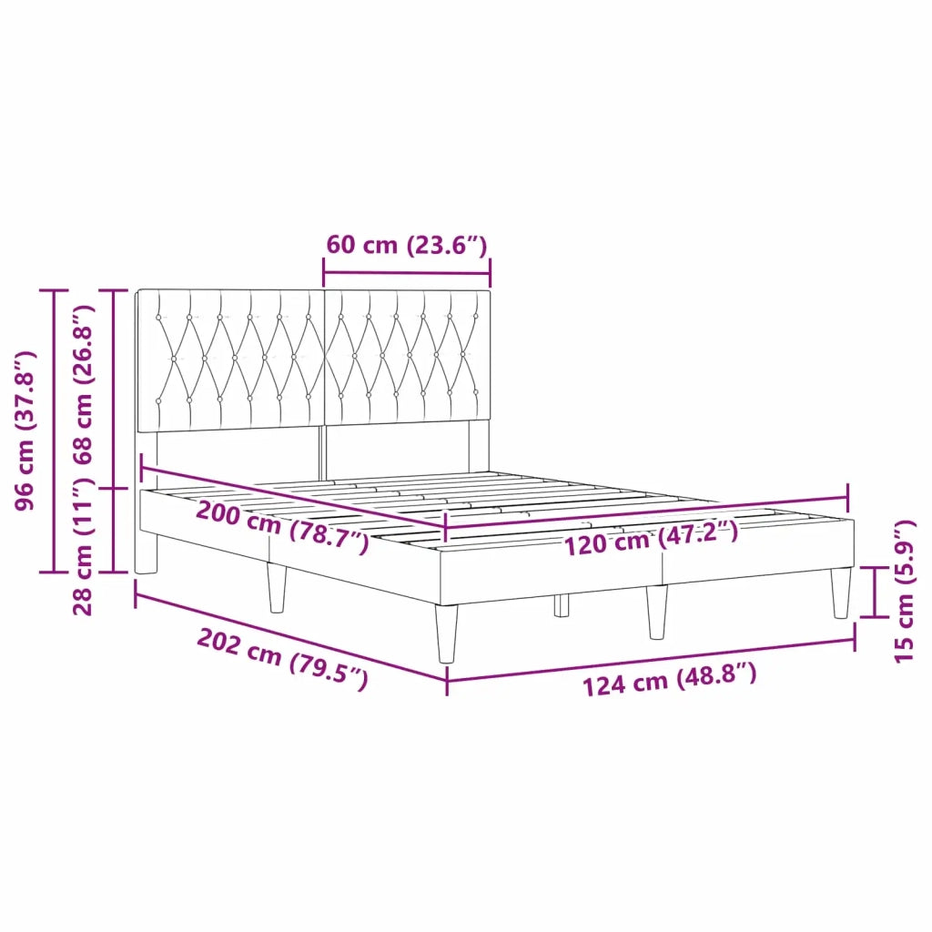 Letto matrimoniale | Letto per adulti | Struttura del letto Grigio Scuro 120 x 200 cm Velluto