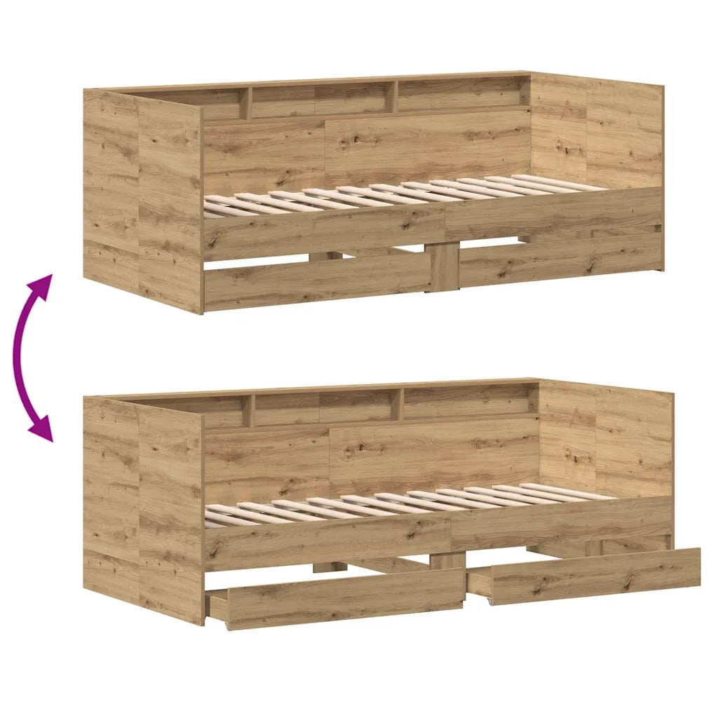 Letto singolo | Letto per adulti | Daybed Rovere artigianale 100 x 200 cm Legno multistrato