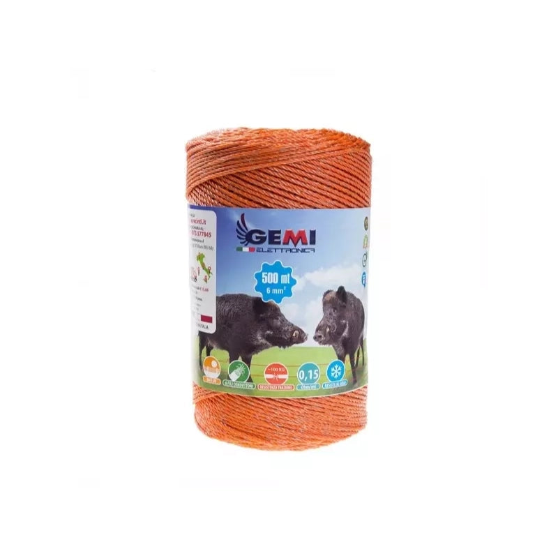 Filo 500 MT 6 Mm² Per Recinto Elettrico Recinzioni Elettrificate Per Cinghiali Caprioli Cervi Mucche Cavalli Maiali