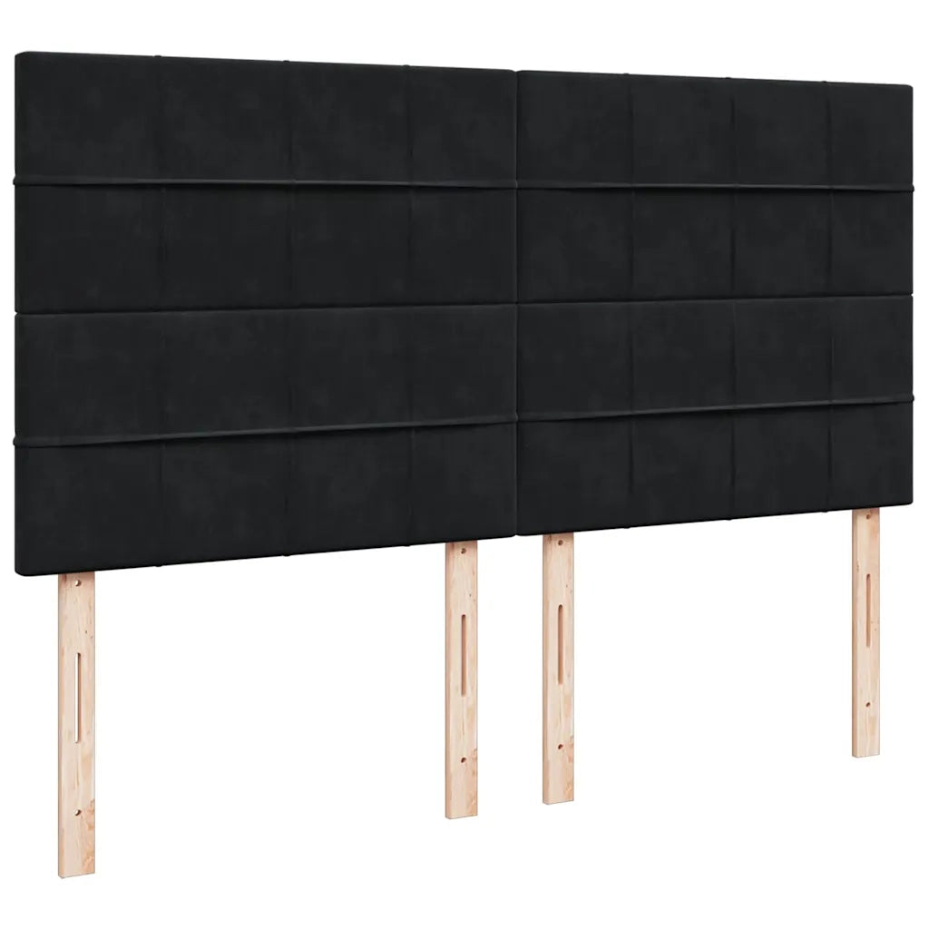 Struttura Letto Pouf con Materassi Nero 200x200 cm Velluto 3313495