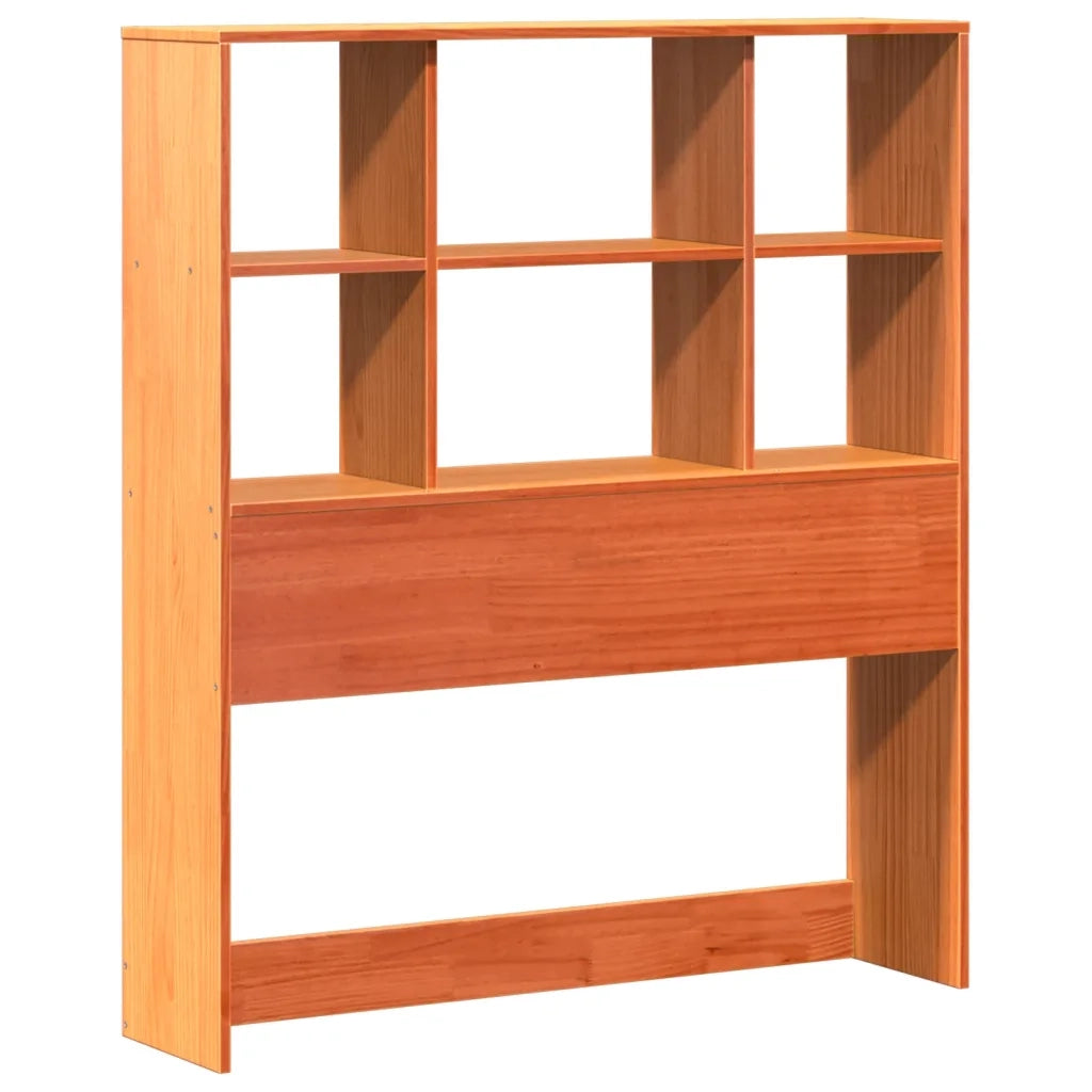 Letto Libreria senza Materasso-Struttura Letto con contenitore Marrone Cera 100x200 cm in Pino 285616