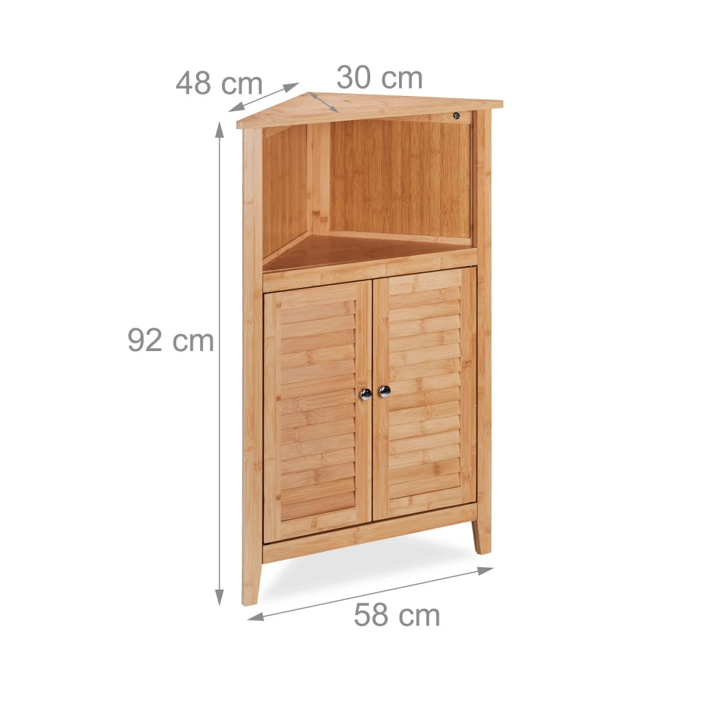Praktischer Eckschrank Aufbewahrung Badezimmer Küche 50 x 30 x 70 cm aus natürlichem Bambus 13_0013902