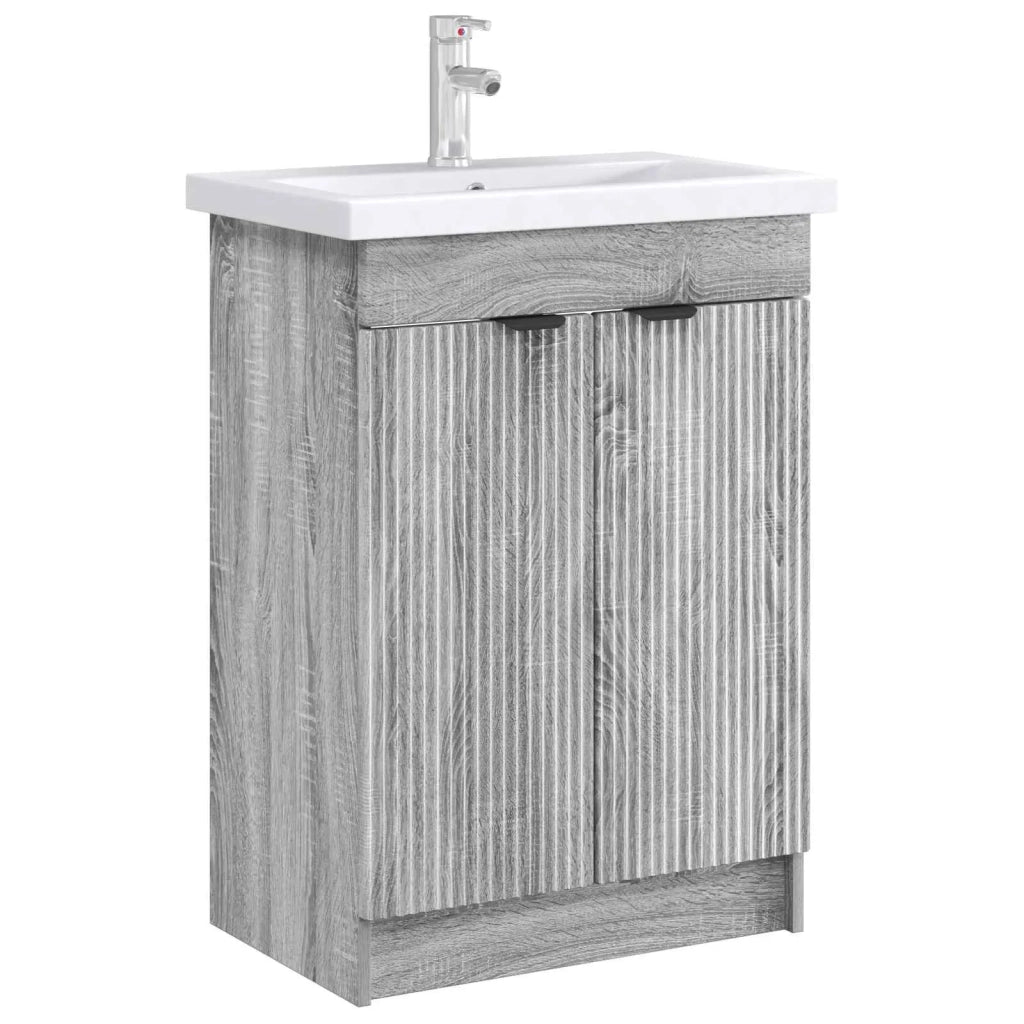 Armoire sous évier de salle de bain Sonoma gris