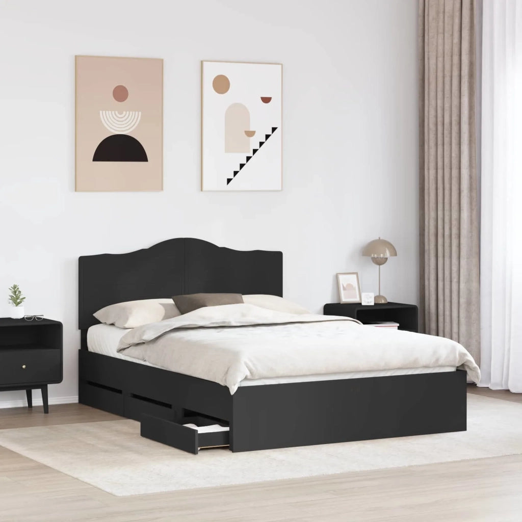 Letto matrimoniale | Letto per adulti | Struttura del letto Nero 150 x 200 cm Legno Ingegnerizzato
