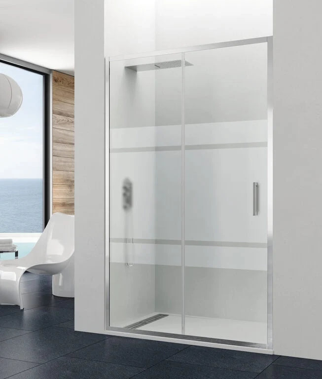 Box doccia angolare PRESTIGE fisso + scorrevole + laterale fisso 140x80 cm (137,4-140,4/76-79) cromo lucido vetro trasparente