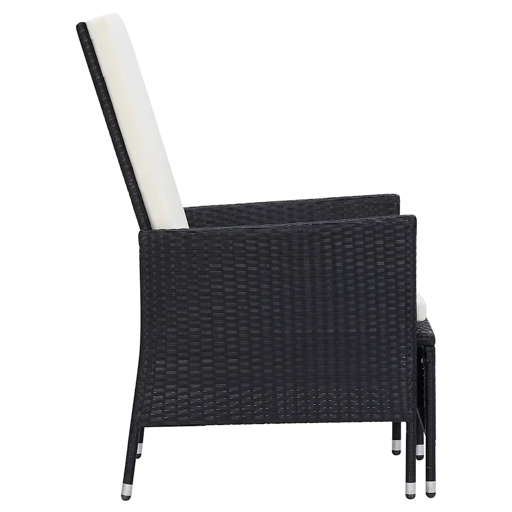 Sedia da Giardino Reclinabile con Cuscino in Polyrattan Nero 310228
