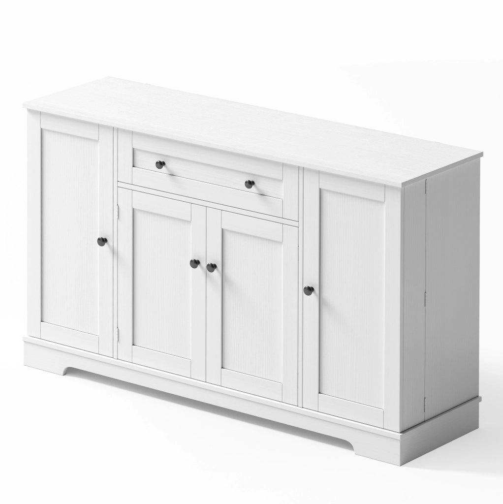 Mobile buffet da cucina 138 cm con cassetto e ripiani regolabili in MDF bianco