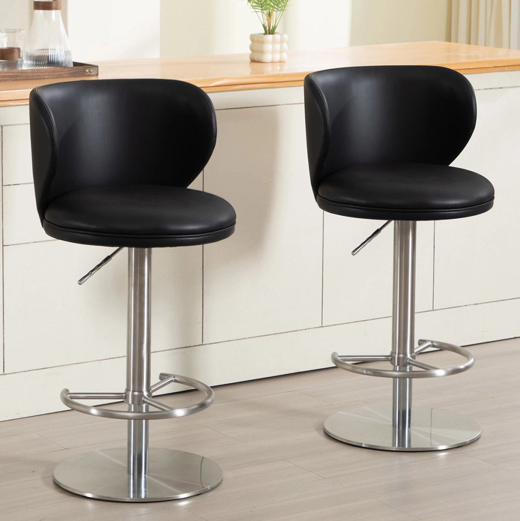 Sgabello da bar girevole regolabile 58-83 cm con schienale; nero