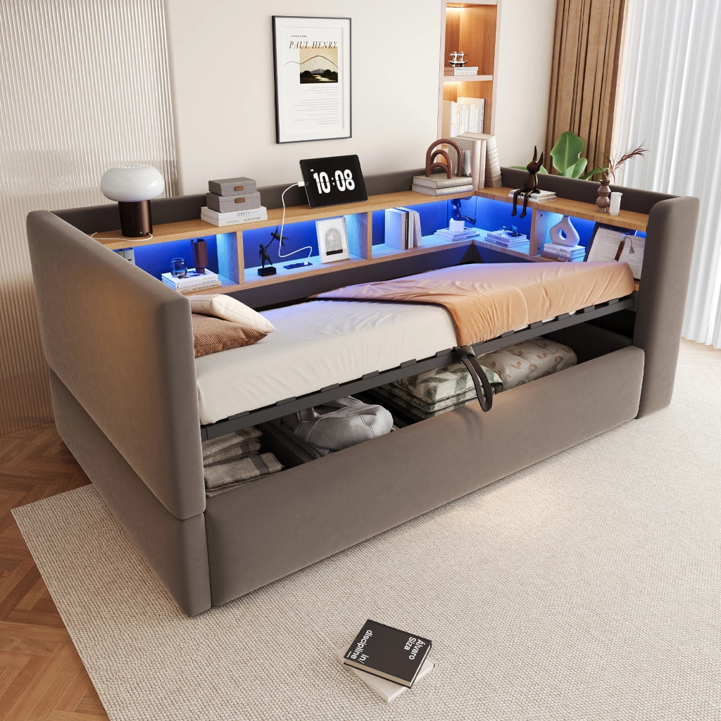letto imbottito flanella grigio scuro 90 x 190 cm