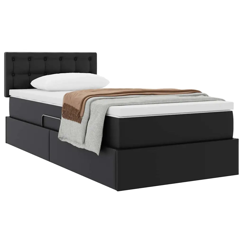 Letto con contenitore e materasso Nero 100 x 200 cm 3370381