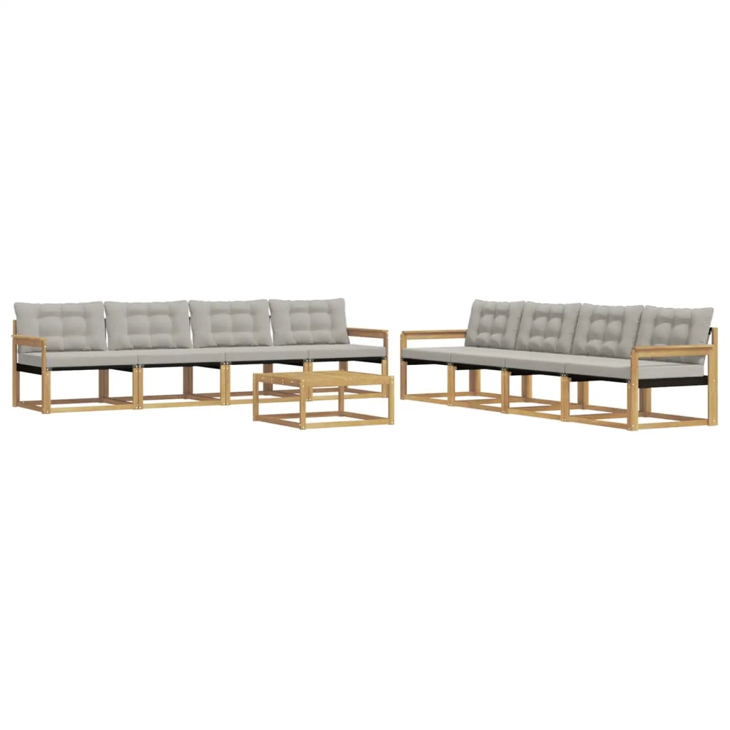 Set di divani da esterno 9 pz Bianco e Grigio Chiaro 3388533