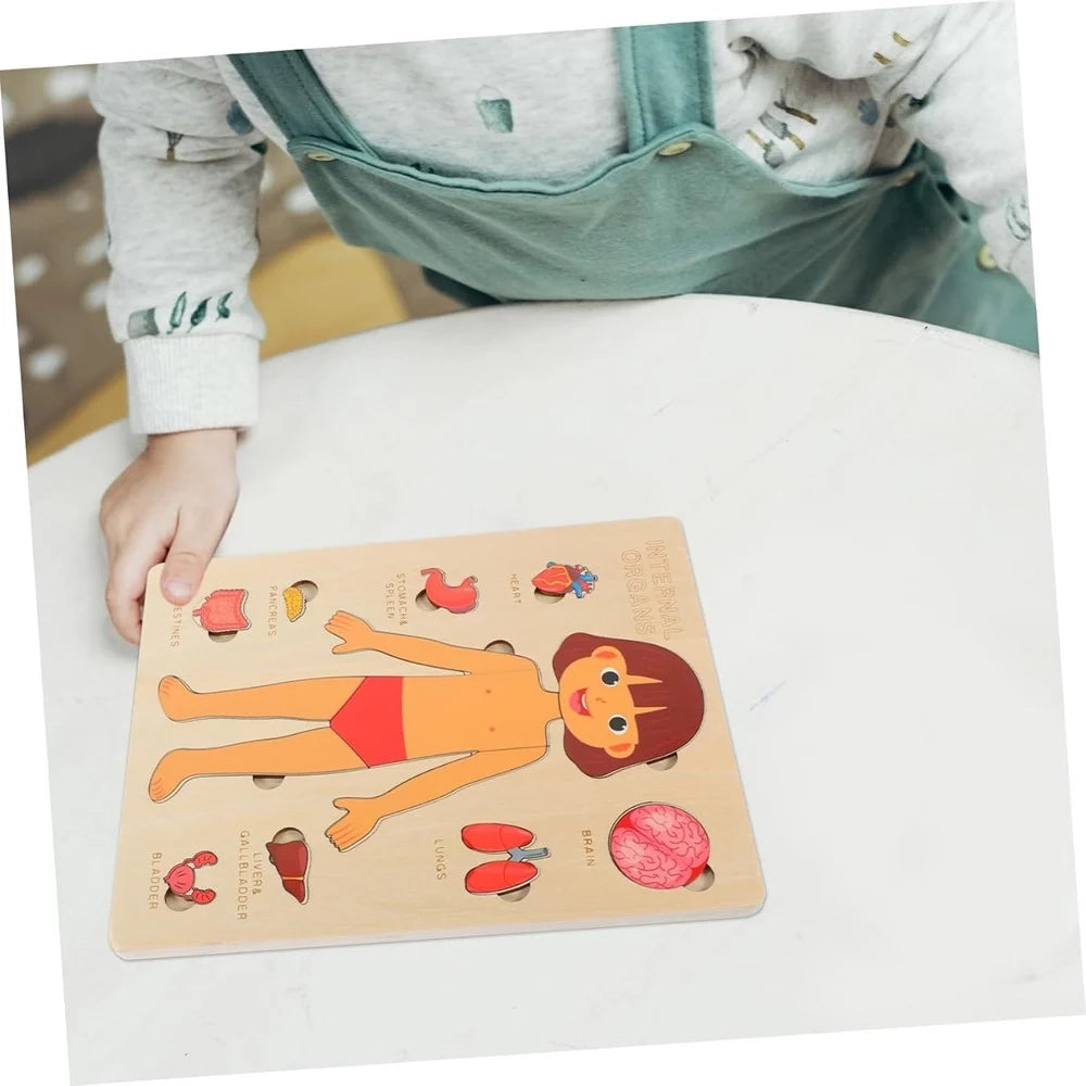 Trade Shop - Puzzle In Legno Educativo A Incastro Per Bambini Anatomia Organi Corpo Umano Bambina 32346 -