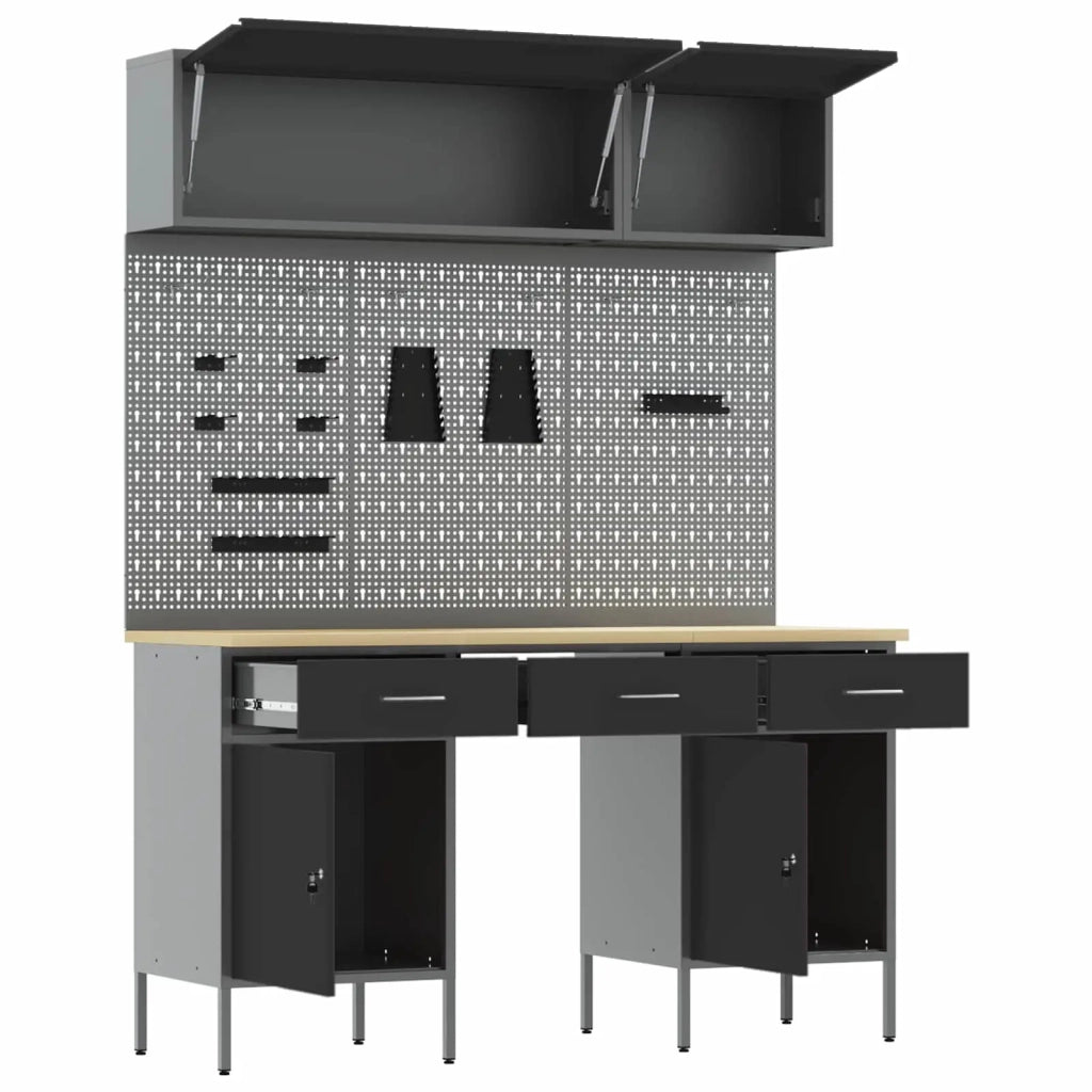 Set di mobili da lavoro con cassetto con lo scaffale 8 pcs Nero 3321456