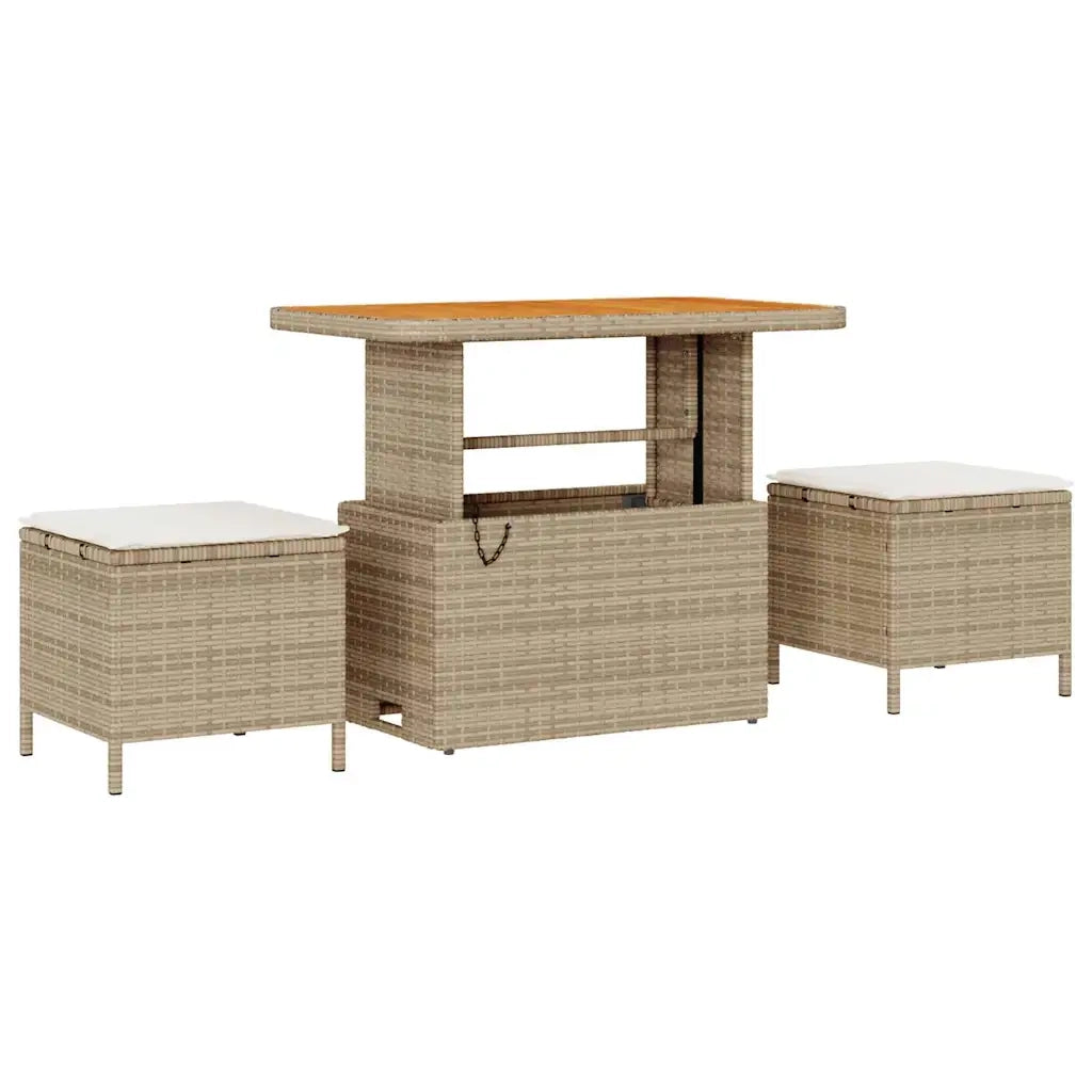 Set Divano da Giardino con cuscino 8 pcs Beige Poly Rattan