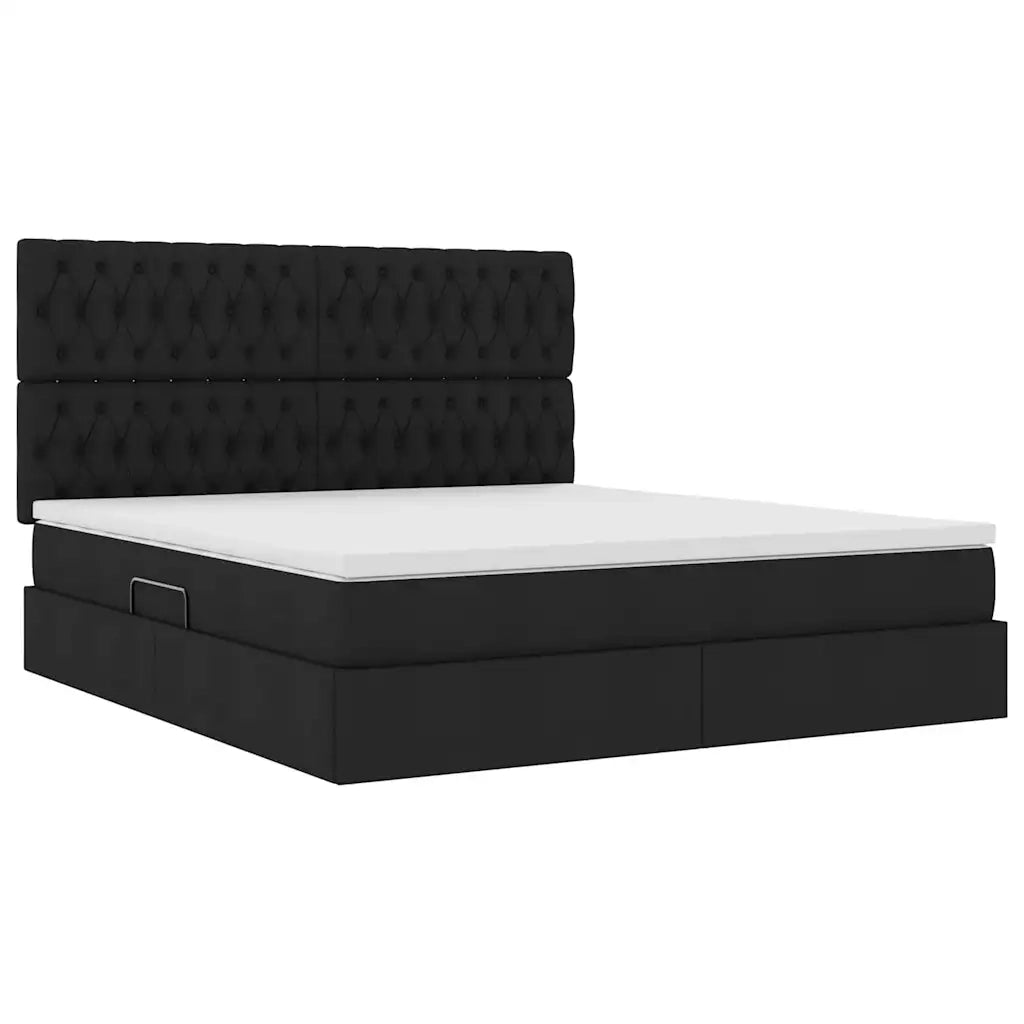 Letto con contenitore e LED Nero 180 x 200 cm Poliestere