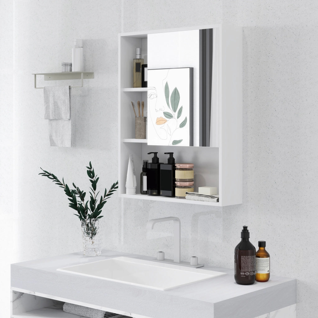 Armadietto Bagno con Specchio e Ripiani Regolabili ¨C Minimal ¨C Bianco 60x15x76cm