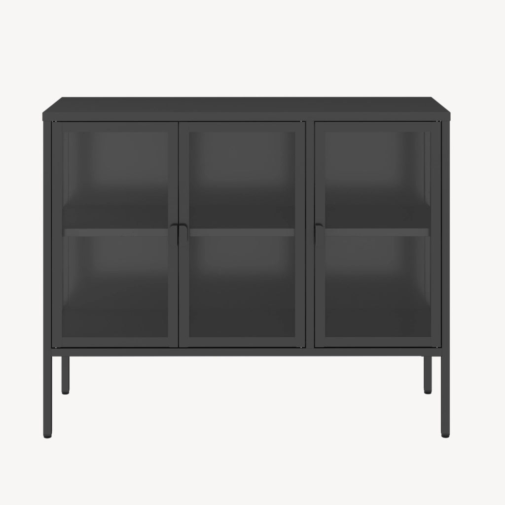 Armadietto con Vetrina Borshavisa Credenza con 3 Ante in Vetro 80x100x35 cm [en.casa]