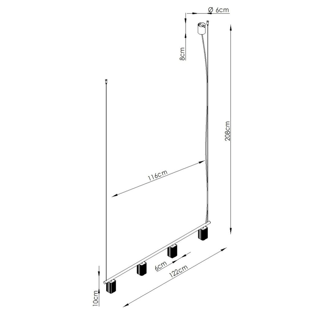 Lampadario RAYO 4 azzurro