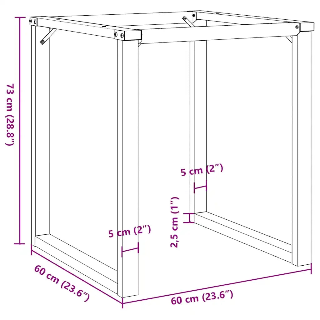 Gambe per tavolo da pranzo con telaio a O 60 x 60 x 73 cm facile installazione stile industriale in acciaio nero 02_0047226