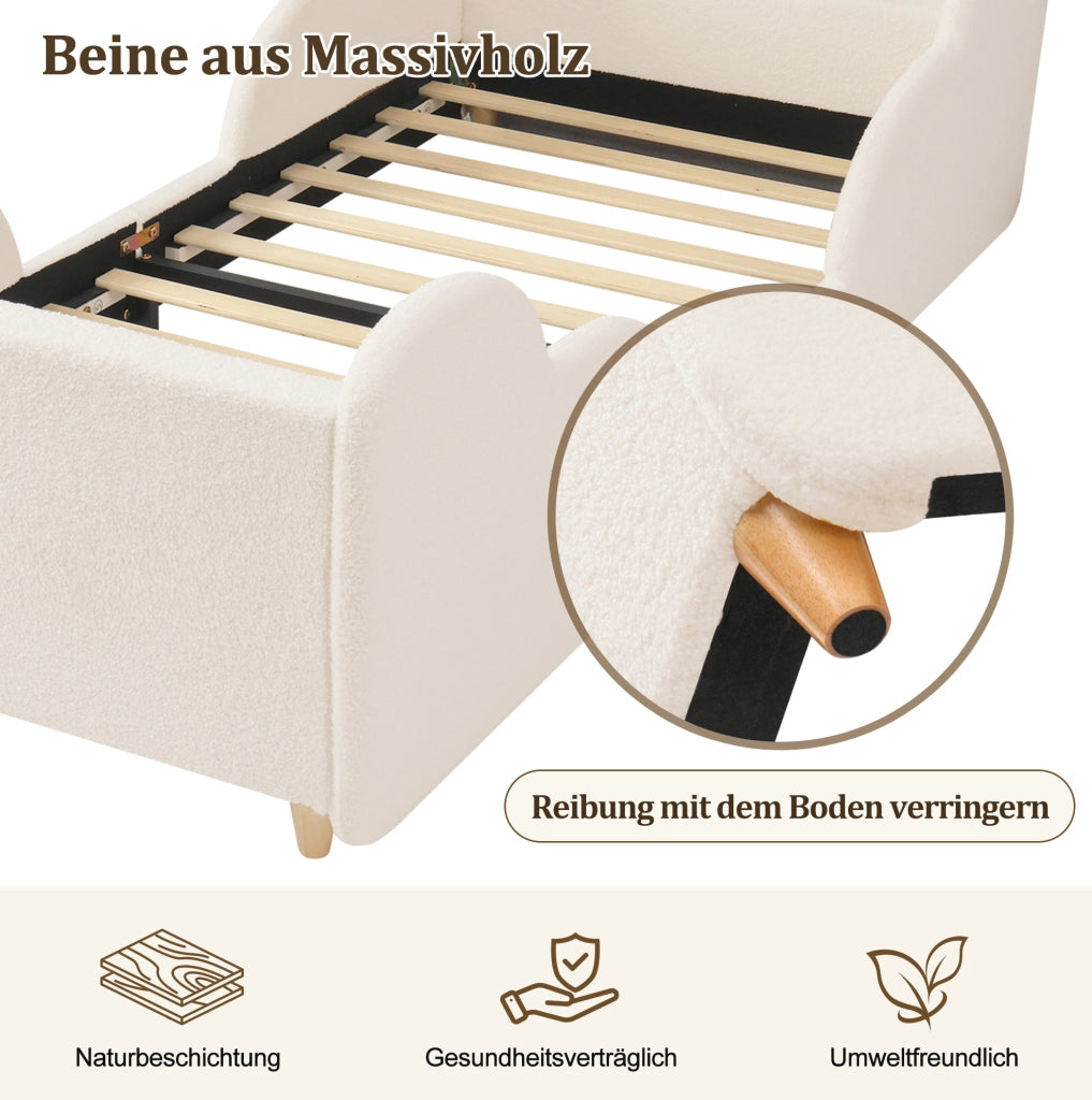 Letto per bambini 90x200 cm Bouclé beige con USB e luce