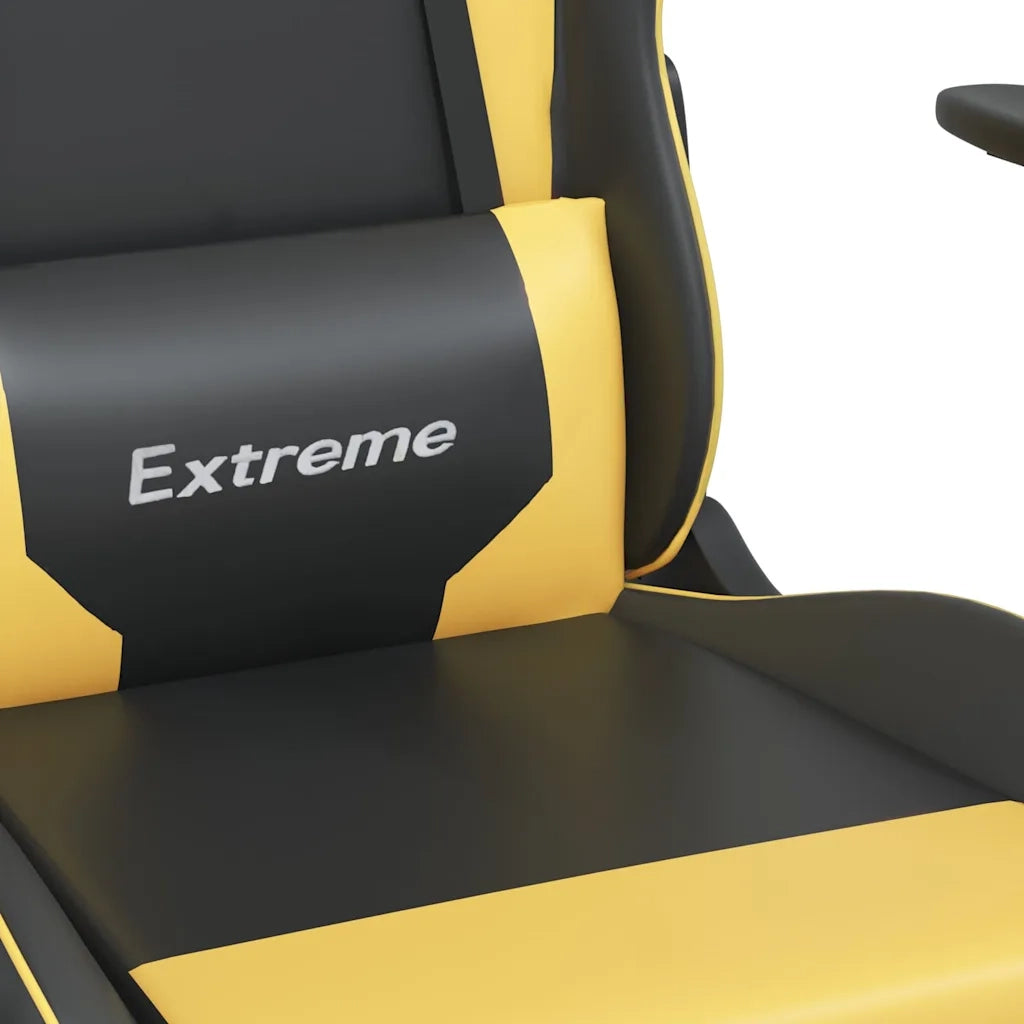 Sedia da Gaming Massaggiante Nero e Oro in Similpelle 345447