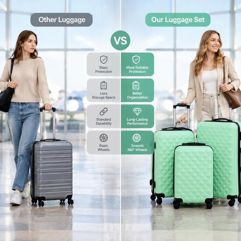 Hard-shell Trolley Set 3 Pcs. Mint Green ABS