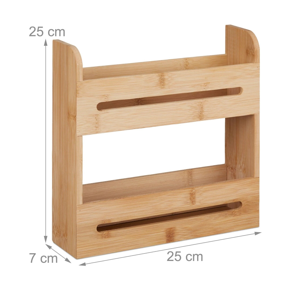 Portaspezie a 2 livelli portaoggetti da cucina salva-spazio 60 x 25 x 50 cm in bambù naturale 13_0011848