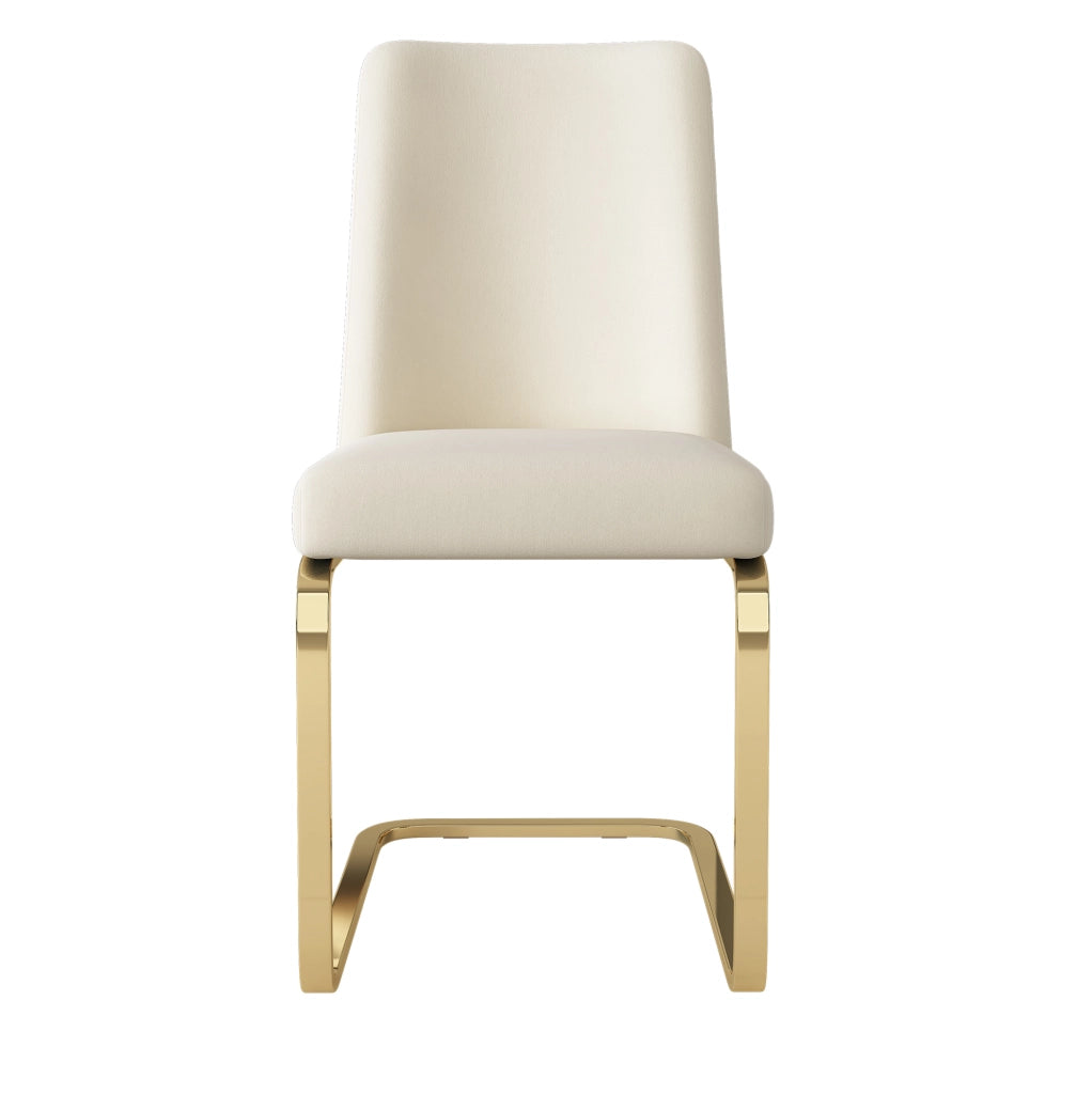 SEDIA da pranzo in velluto, Set da 4 pezzi, beige, con gambe in metallo
