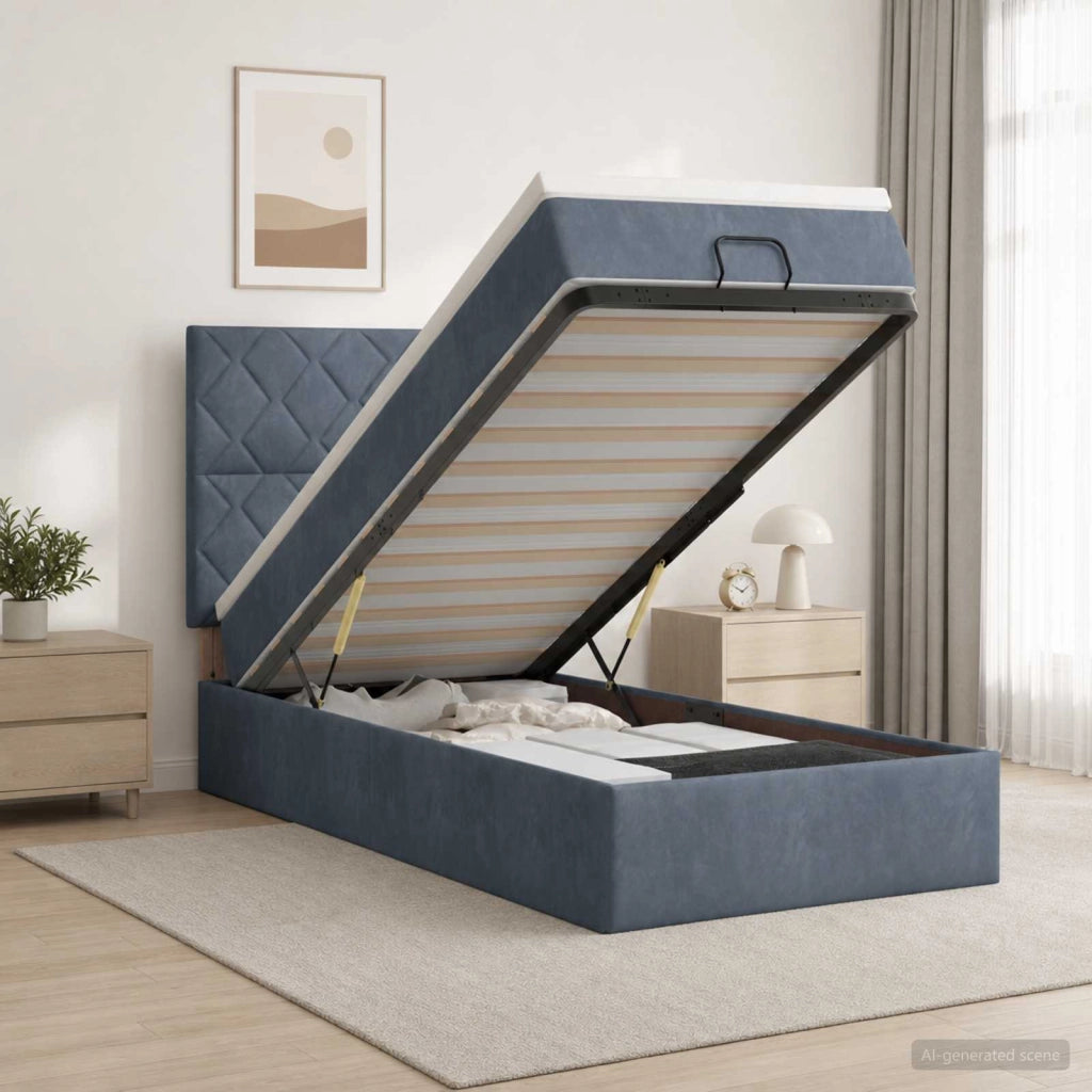 Letto ottomano con materasso Grigio Scuro 90 x 200 cm Velluto 3457768