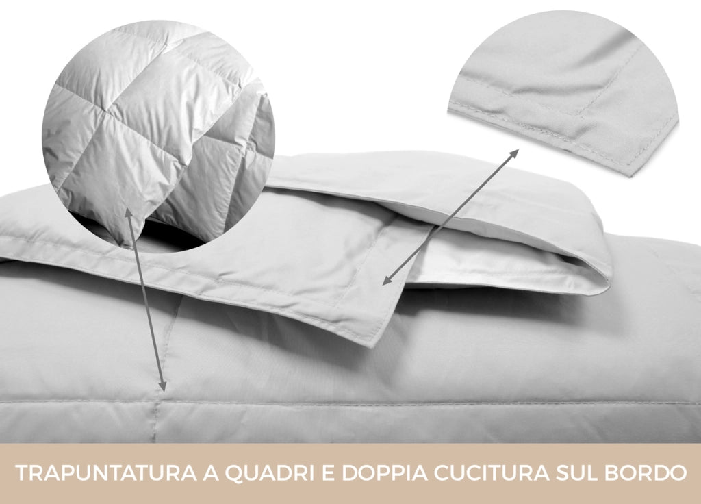 Interno Imbottitura Piumino Invernale 300gr/mq In Piuma D'Oca Bicolor - Matrimoniale - Tortora-Bx