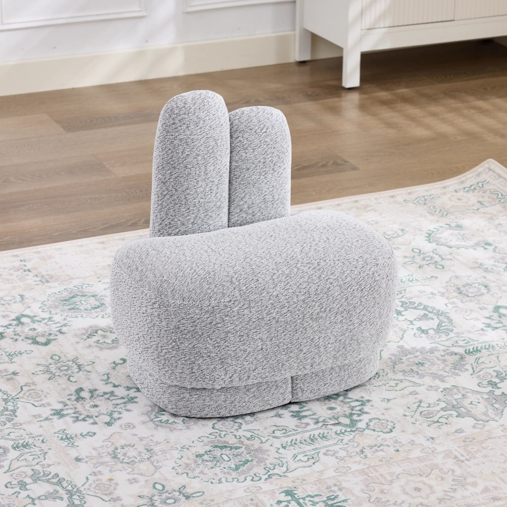 Desviae Pouf a forma di coniglio in tessuto grigio antico bianco con orecchie ricamate e portata fino a 120 kg
