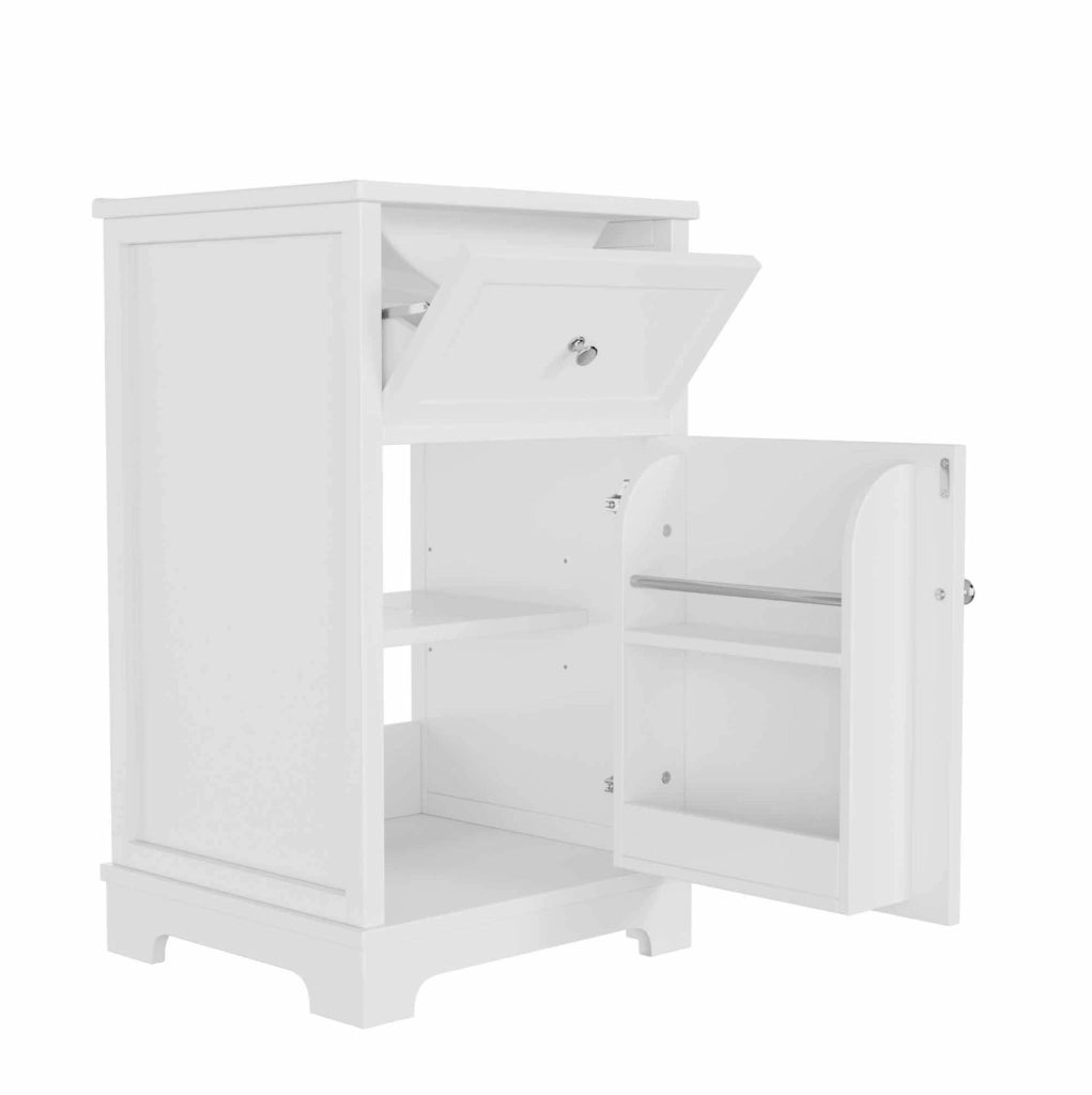 Mobile bagno in MDF verniciato 51x46x87 cm con lavabo integrato, cassetto estraibile e ripiani regolabili, bianco