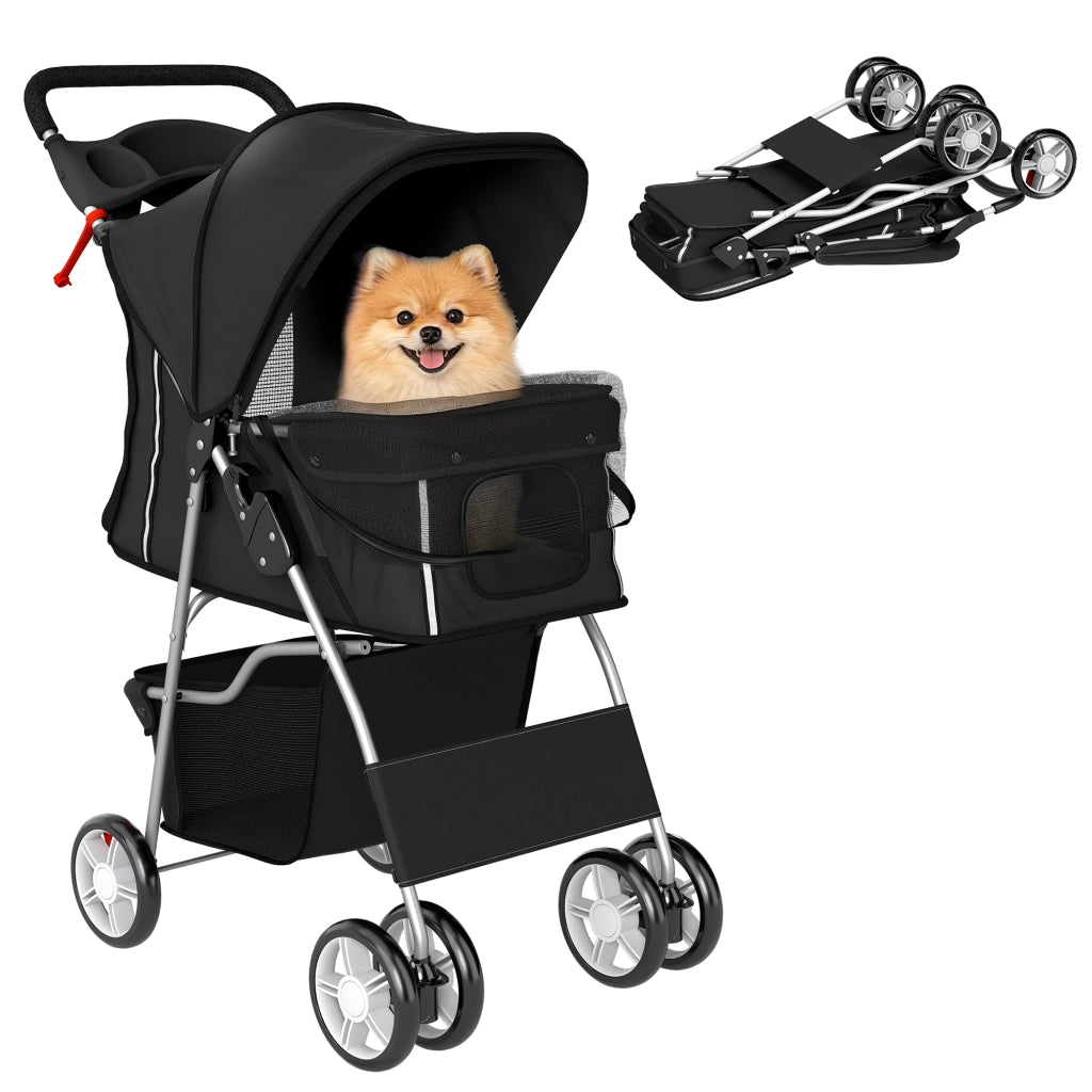 Carrello per Cani con Cuscino Lavabile ¨C Minimal ¨C 77x44x102 cm Nero