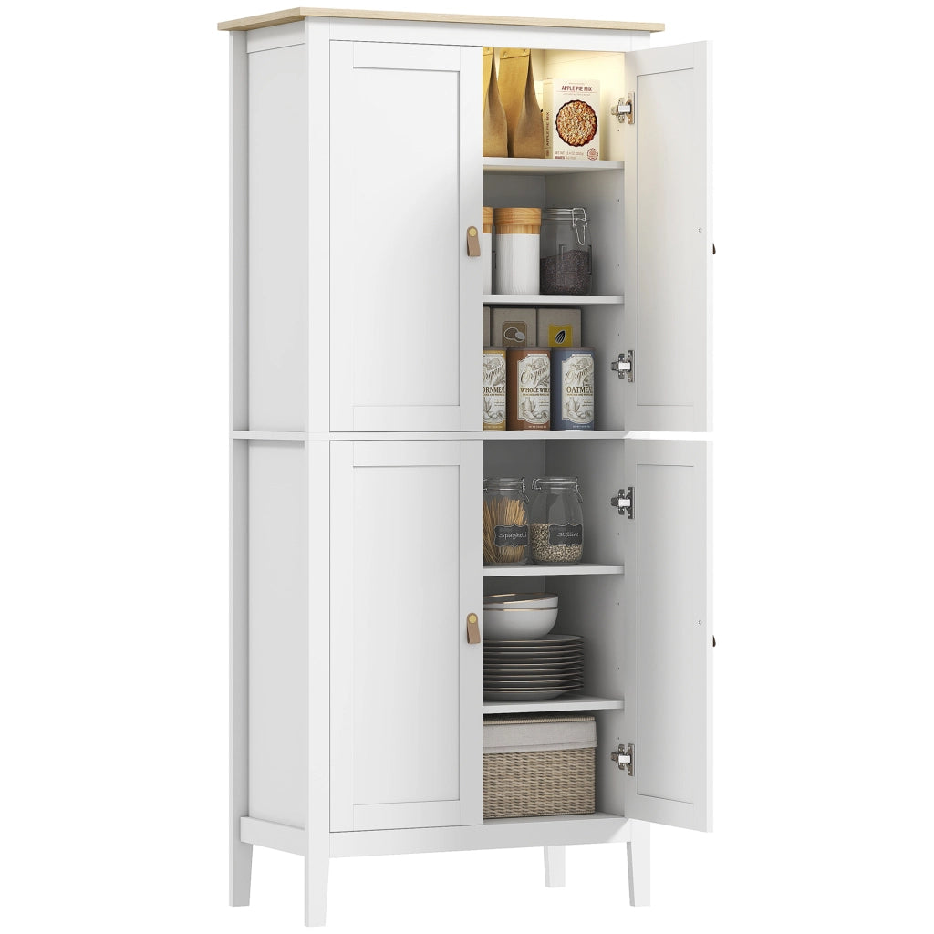 Credenza Bianca ¨C Minimal ¨C 177 cm, ripiani regolabili, luce LED dimmerabile