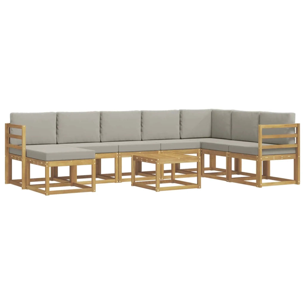 Set di divani da esterno 9 pz Bianco e Grigio Chiaro 3388070