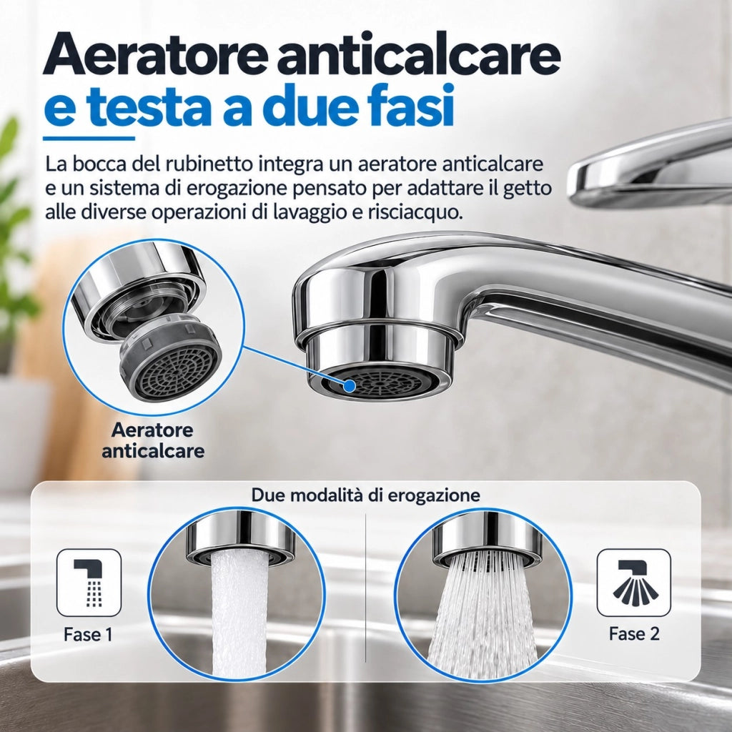 Rubinetto Parete Ottone Cromato Canna Lunga 25 cm Orientabile 69139