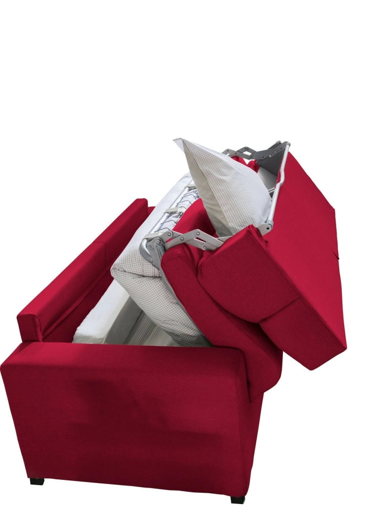 Ecate, Divano Letto 2 Posti Sfoderabile Made in Italy, 200x95 cm Rosso