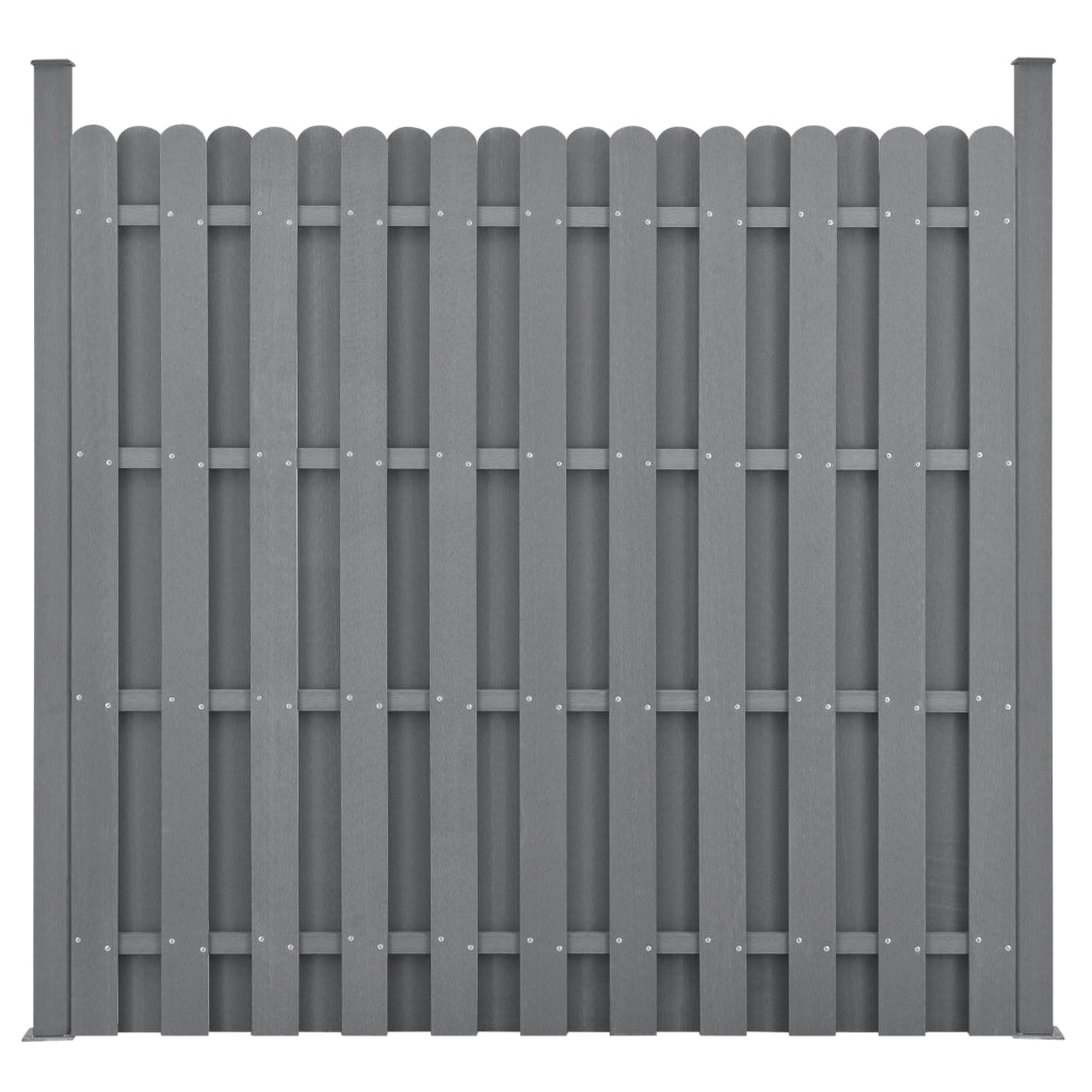 Steccato con Doghe e Colonne in WPC e Base in Acciaio 185 x 193 cm - Grigio NEU.HOLZ