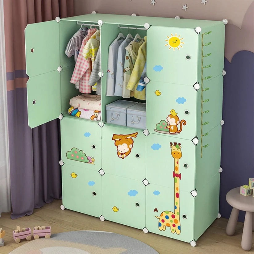 Guardaroba Modulare Cameretta 147x111x47 cm Ideale per Vestiti e Giocattoli