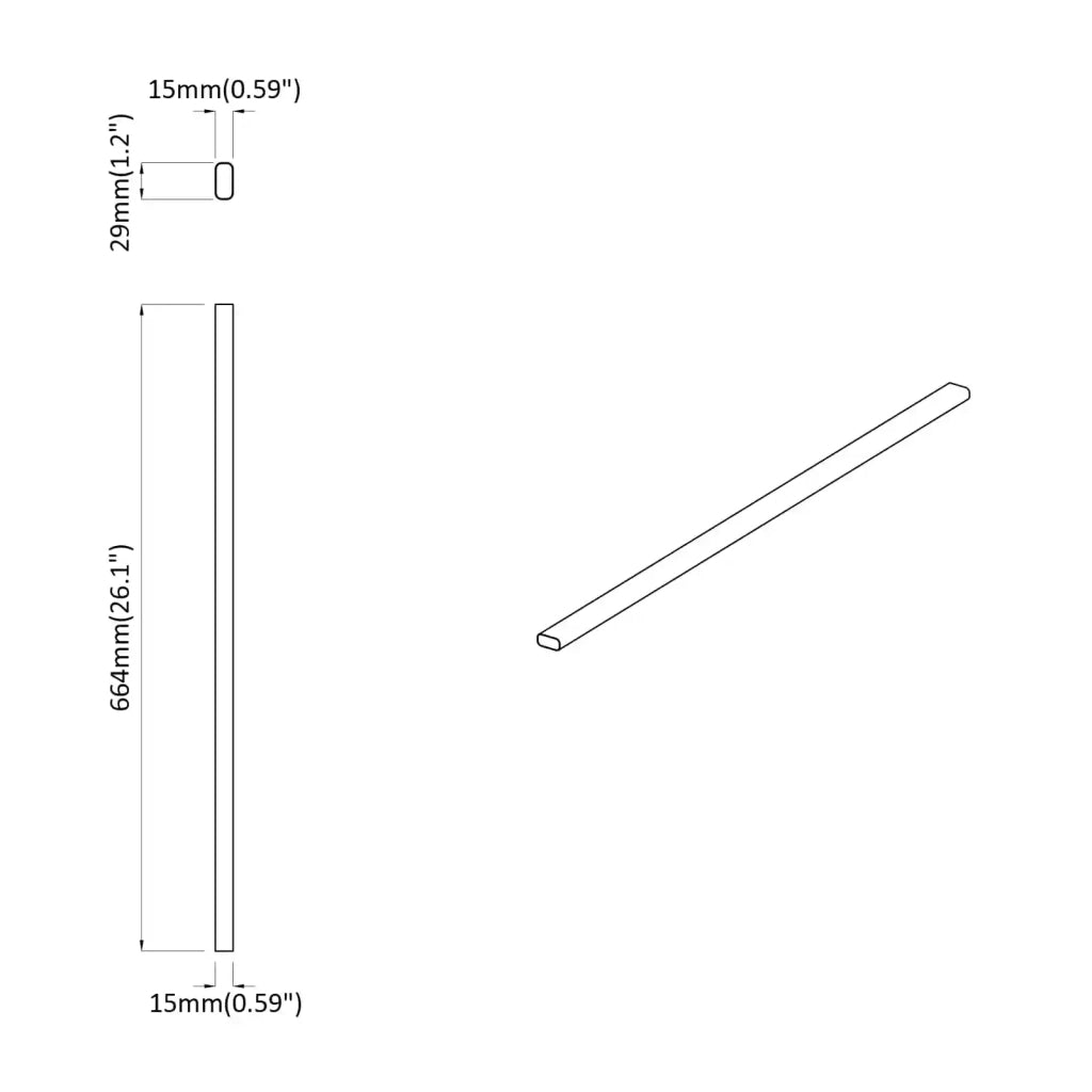Asta per armadio 12 pz Argento 664 x 15 x 29 mm CFW6787243