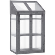 Serra Mini da Giardino in Legno con 3 Ripiani ¨C Minimal ¨C Grigio 70x50x120 cm