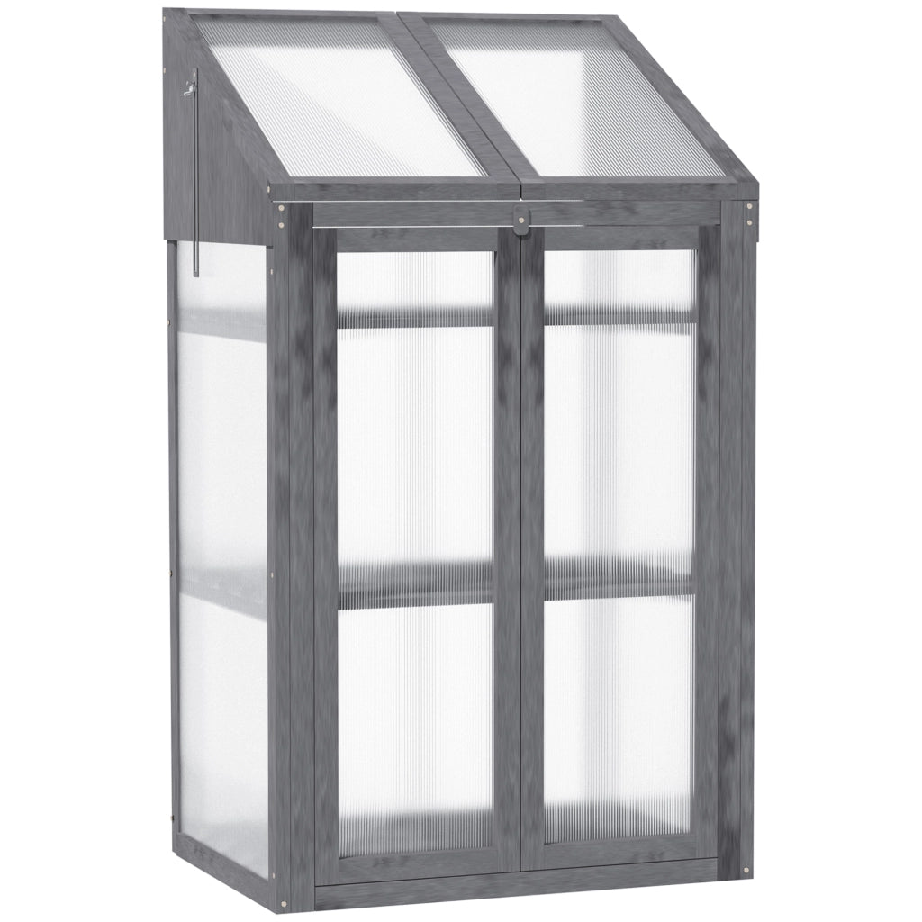 Serra Mini da Giardino in Legno con 3 Ripiani ¨C Minimal ¨C Grigio 70x50x120 cm