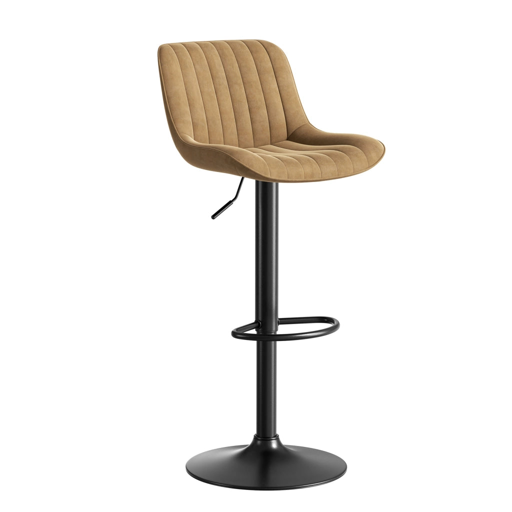 Sgabello da bar girevole altezza regolabile schienale ergonomico in velluto marrone