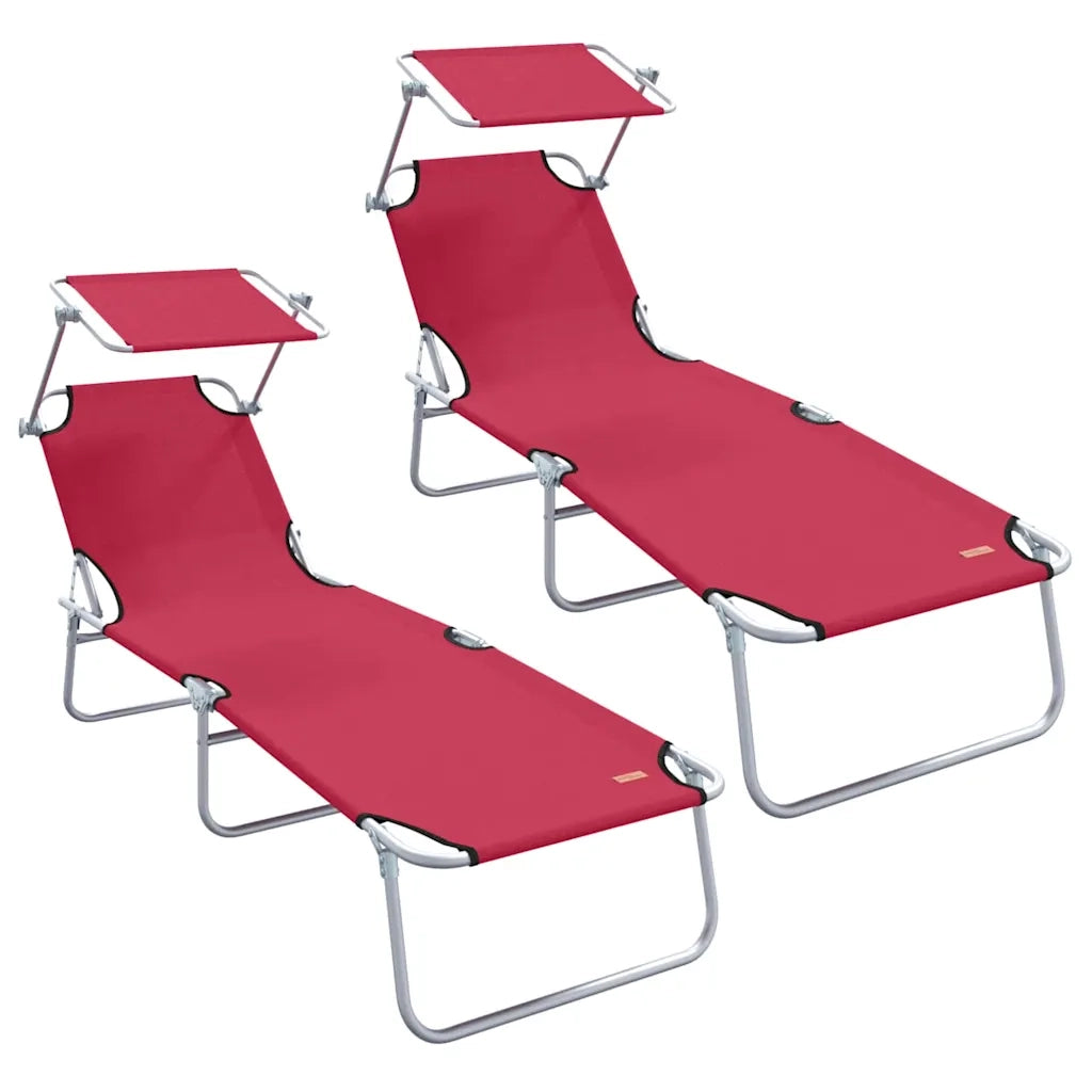 Lettino da sole 2 pcs Rosso 58 x 188 x 77cm Poliestere 42003061