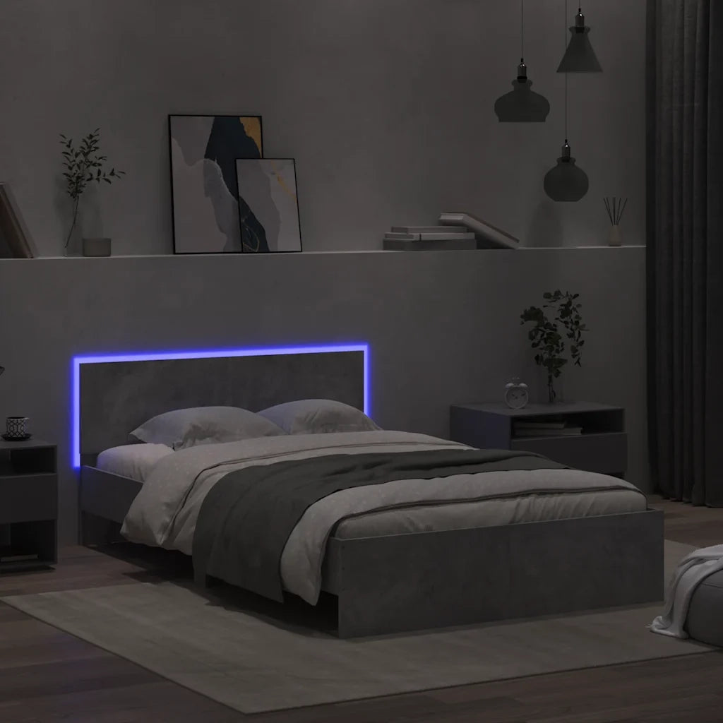 Giroletto con Testiera e LED Grigio Cemento 120x190 cm 3207640
