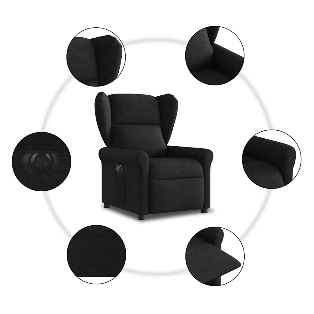 Poltrona | Sedia Relax Elettrica Reclinabile Nera in Tessuto