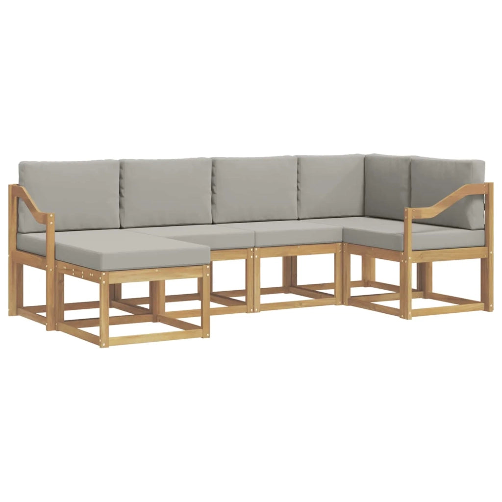 Set di divani da esterno 6 pz Bianco e Grigio Chiaro 3387890