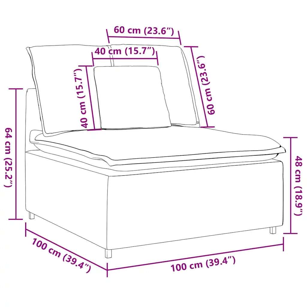 Modulo Centrale Divano Modulare con Cuscini Crema 100 cm 4104423