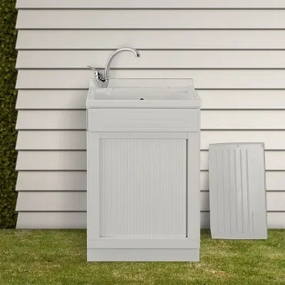 Mobile lavatoio 60x60 bianco con serranda vasca e asse strofinatoio