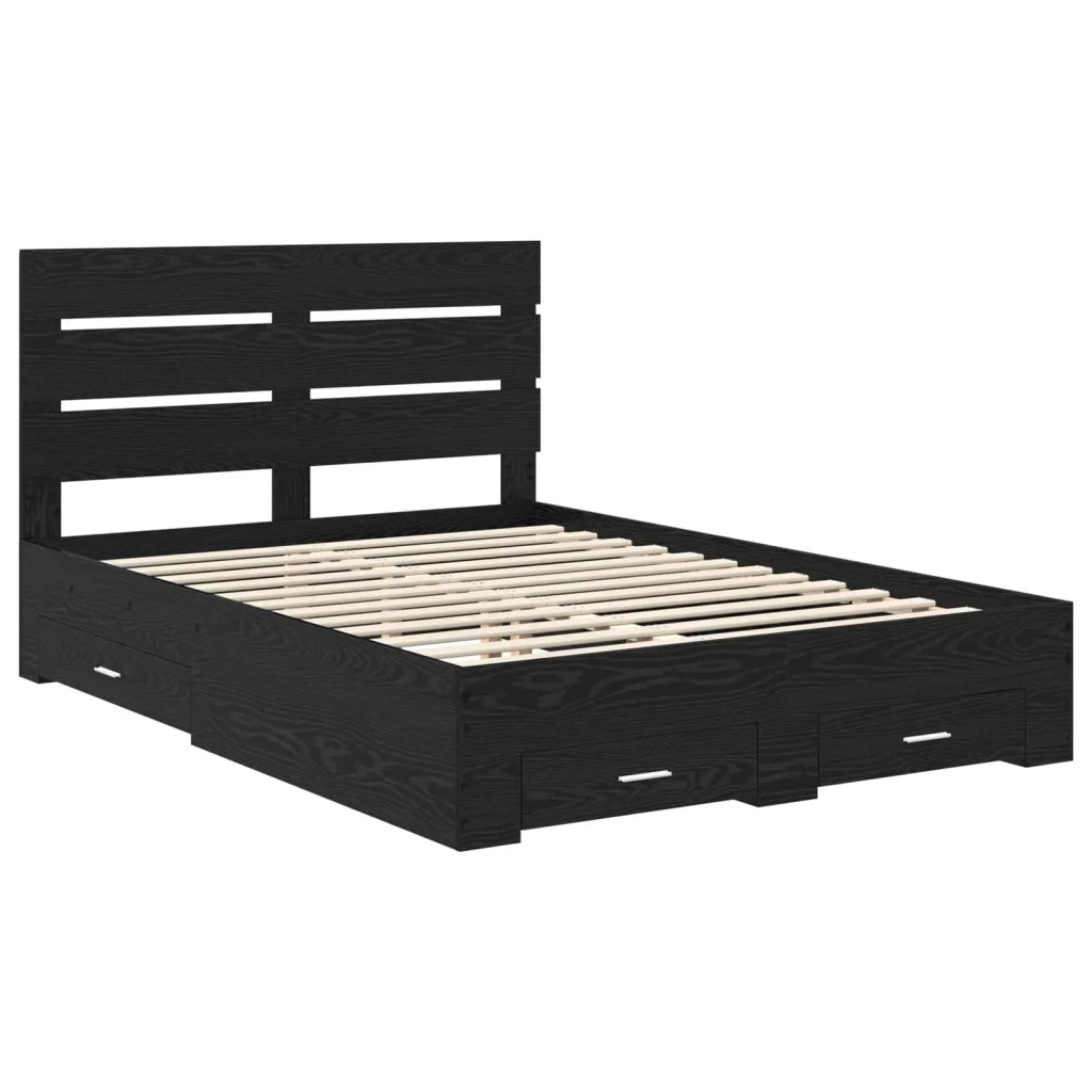 Letto matrimoniale | Letto per adulti | Struttura del letto Rovere Nero Legno multistrato